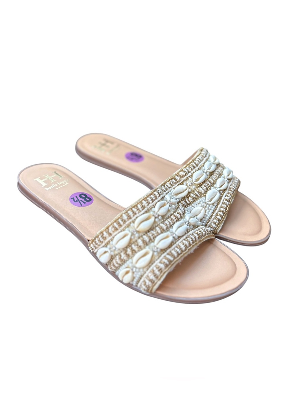 Haute Hippie Leather Seashell Beaded Sandals